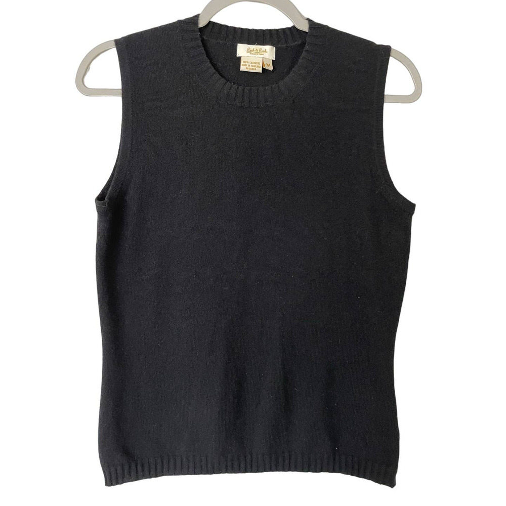 Peck & Peck Black Sleeveless Cashmere Sleeveless Sweater Size Medium